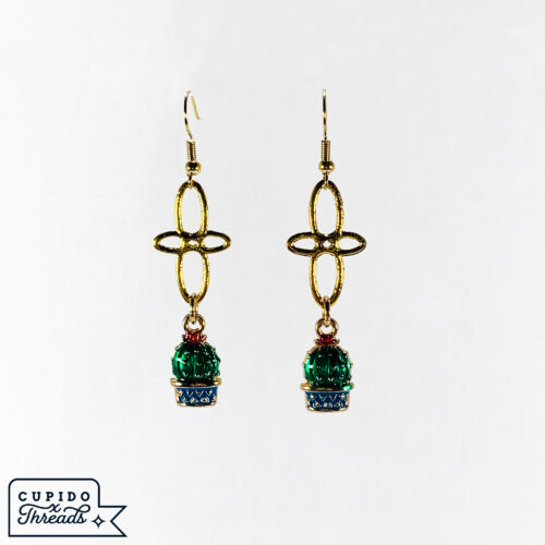 Cupido Threads Gold Cross Cactus Earrings Jewelry