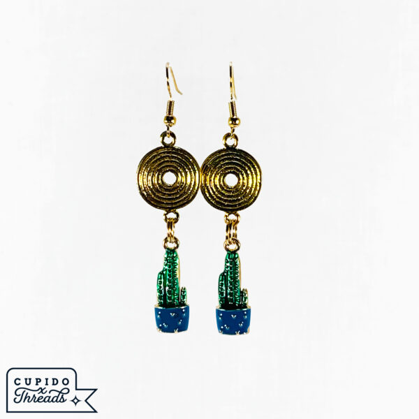 Cupido Threads Gold Sun Cactus Earrings Jewelry