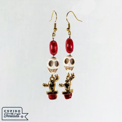 Cupido Threads Red Skull Earrings Jewelry