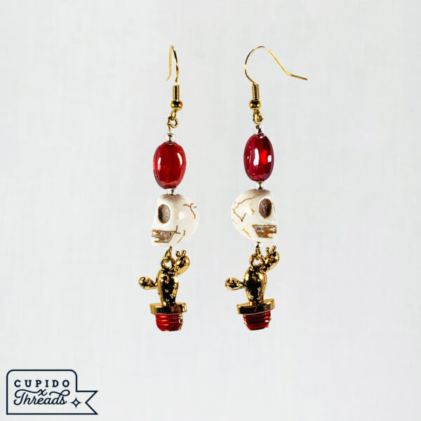 Cupido Threads Red Skull Earrings Jewelry