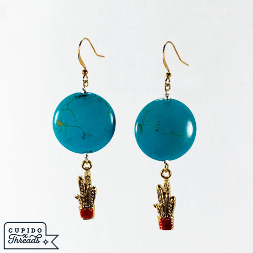 Cupido Threads Turquoise Cactus Earrings Jewelry