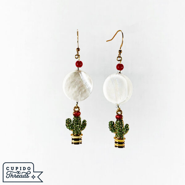 Cupido Threads White Cactus Earrings Jewelry