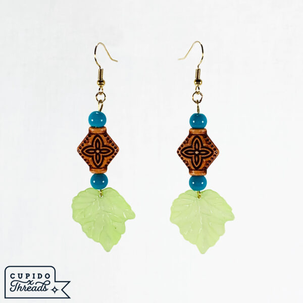 Cupido Threads FaeLeaf Blue Earrings Jewelry