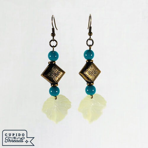 Cupido Threads FaeLeaf Blue Shiny Earrings Jewelry