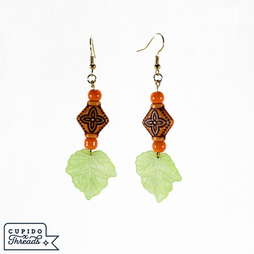 Cupido Threads FaeLeaf Orange Earrings Jewelry