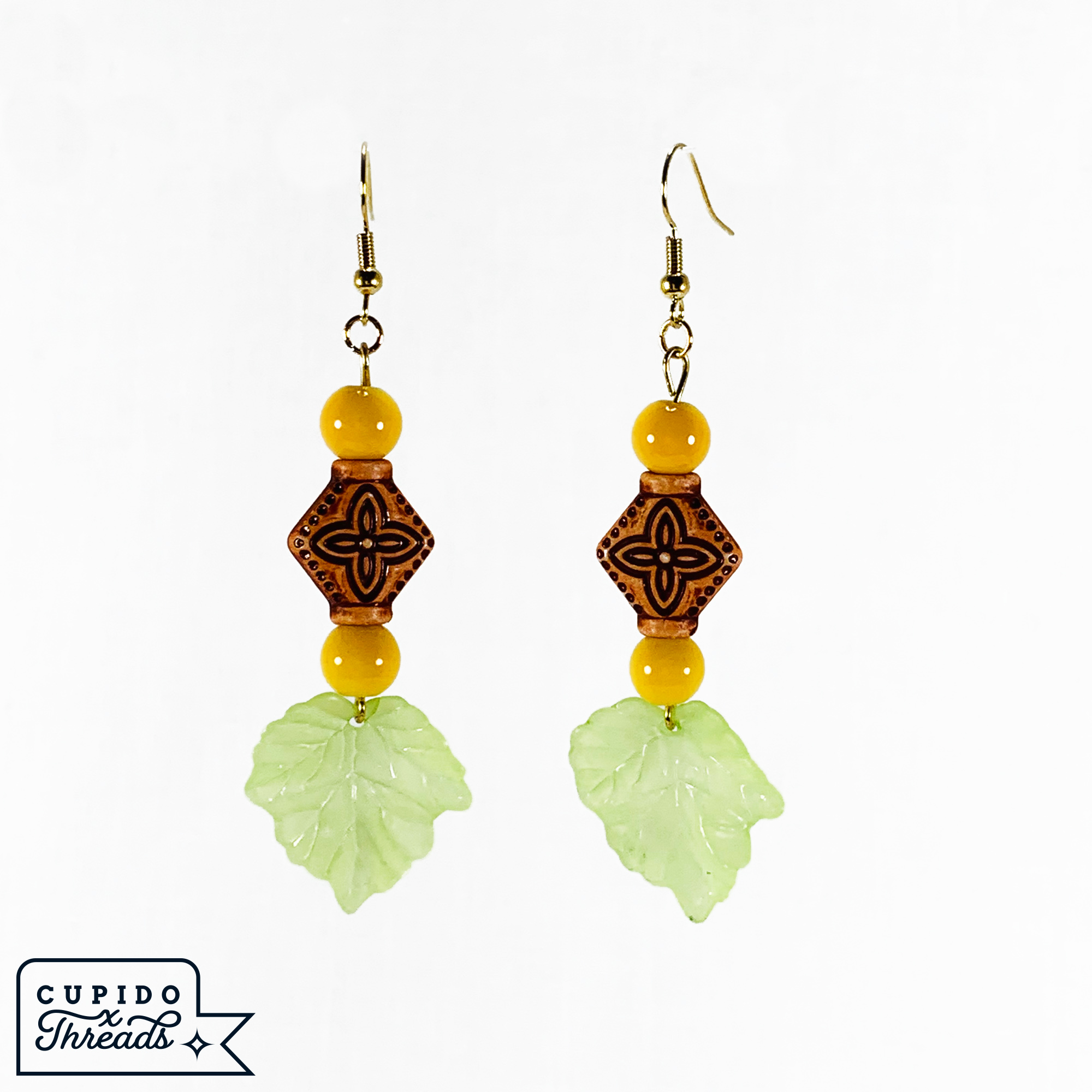 Cupido Threads FaeLeaf Yellow Earrings Jewelry