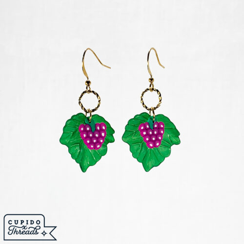 Cupido Threads Dark Grape Leaf Earrings Jewelry