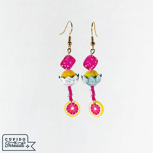 Cupido Threads Pink Lemonade SugarDice Earrings Jewelry