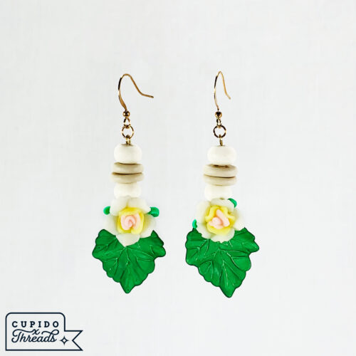 Cupido Threads White Rose Earrings Jewelry