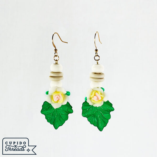 Cupido Threads White Rose Earrings Jewelry