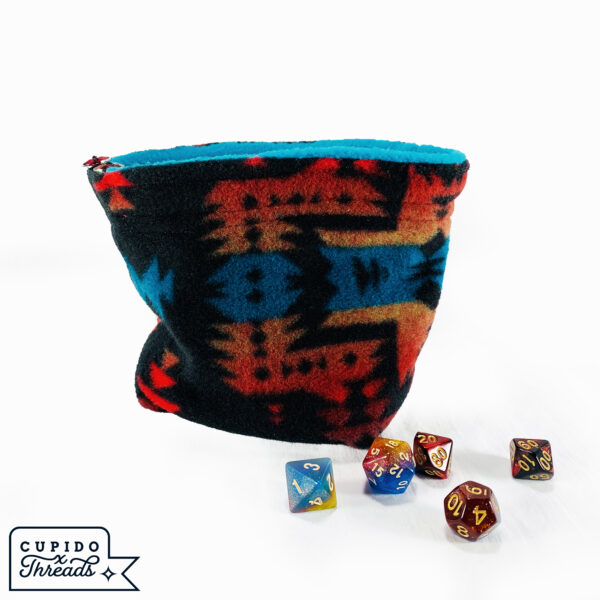 Cupido Threads Peacock Blue/Patterned Reversible Dice Bag