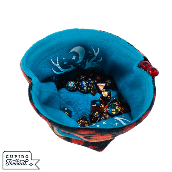 Cupido Threads Peacock Blue/Patterned Reversible Dice Bag