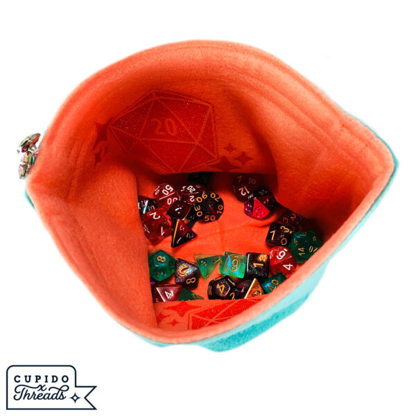 Cupido Threads Coral/Teal Reversible Dice Bag