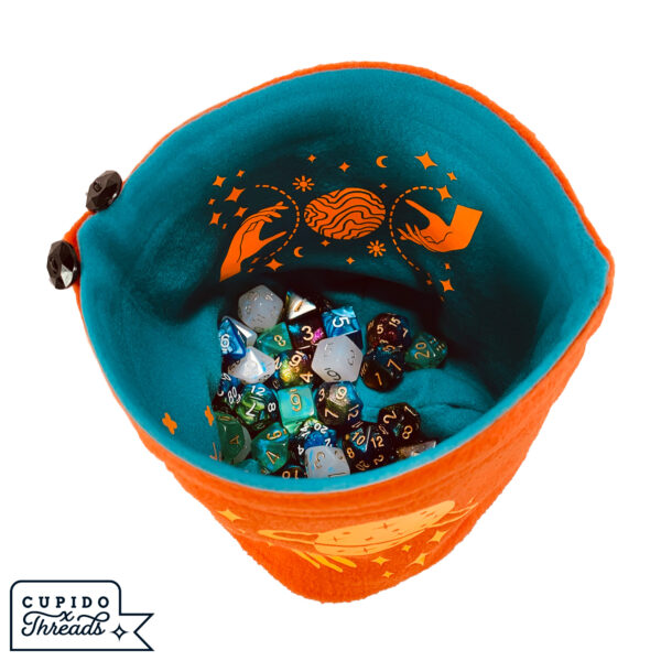 Cupido Threads Teal/Orange Reversible Dice Bag