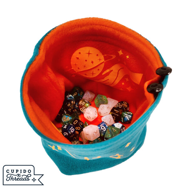 Cupido Threads Teal/Orange Reversible Dice Bag