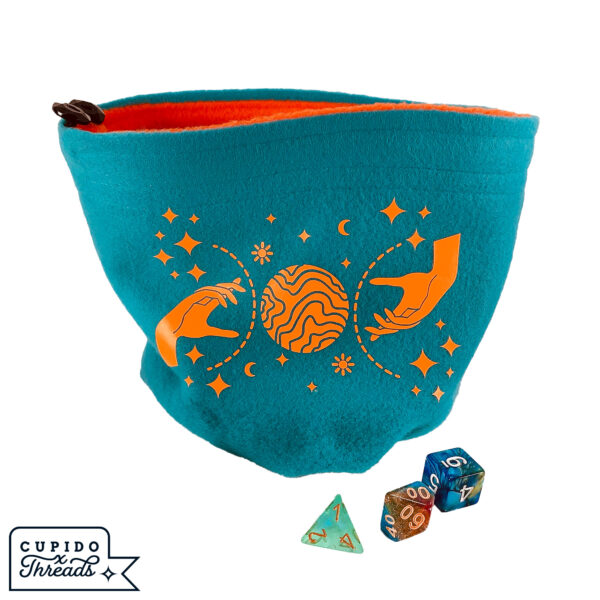 Cupido Threads Teal/Orange Reversible Dice Bag