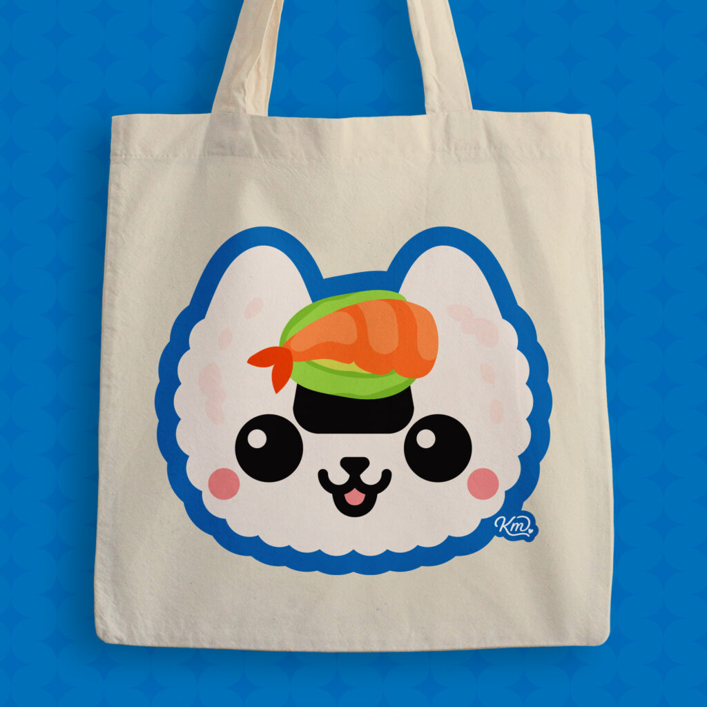 cute tote bag with sushi cat 