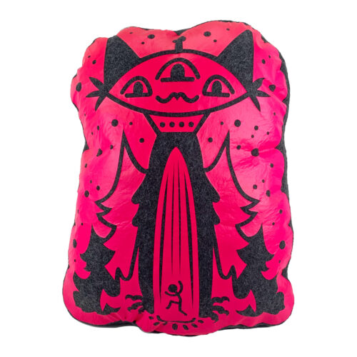 CupidoThreads-hot-pink-ufo-cat-accent-pillow-front