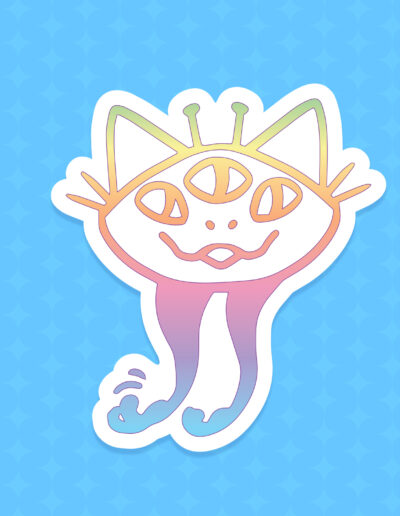 CupidoThreads_SingleSticker_AlienCatFloating_Rainbow