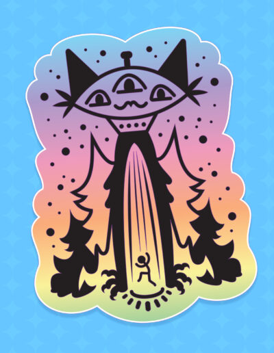 CupidoThreads_SingleSticker_UFOCat-BlackRainbow